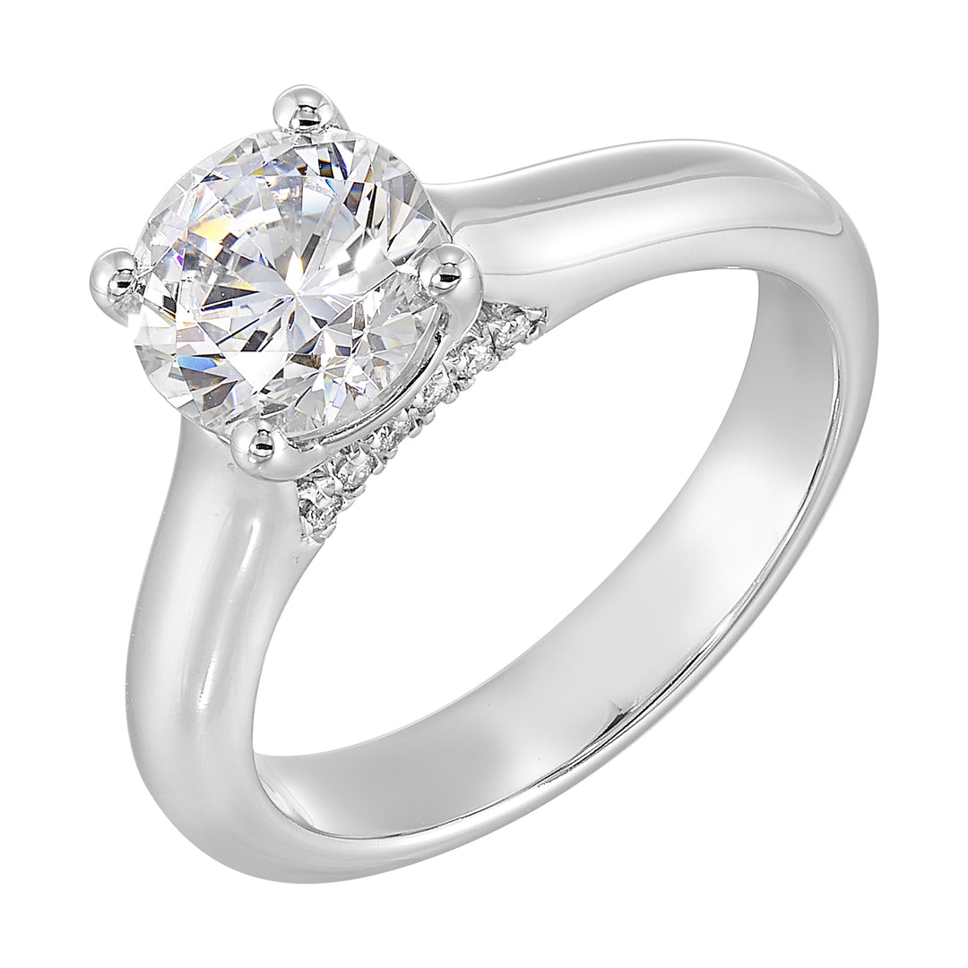14Kt White Semi Mount 1/20Ctw For 1 1/2Ct Round Center