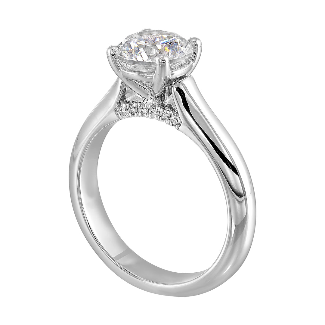 14Kt White Semi Mount 1/20Ctw For 1 1/2Ct Round Center