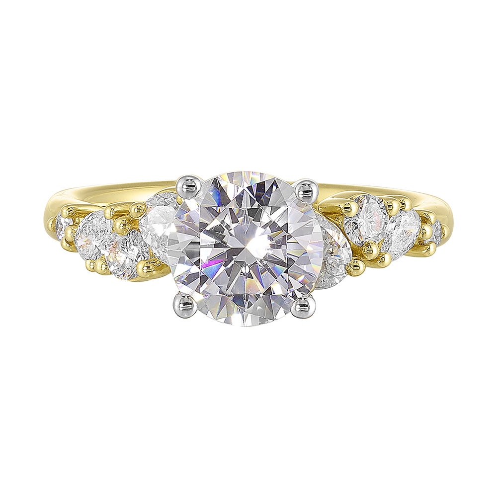 14Kt White Yellow Semi Mount 1/2Ctw For 1Ct Round Center