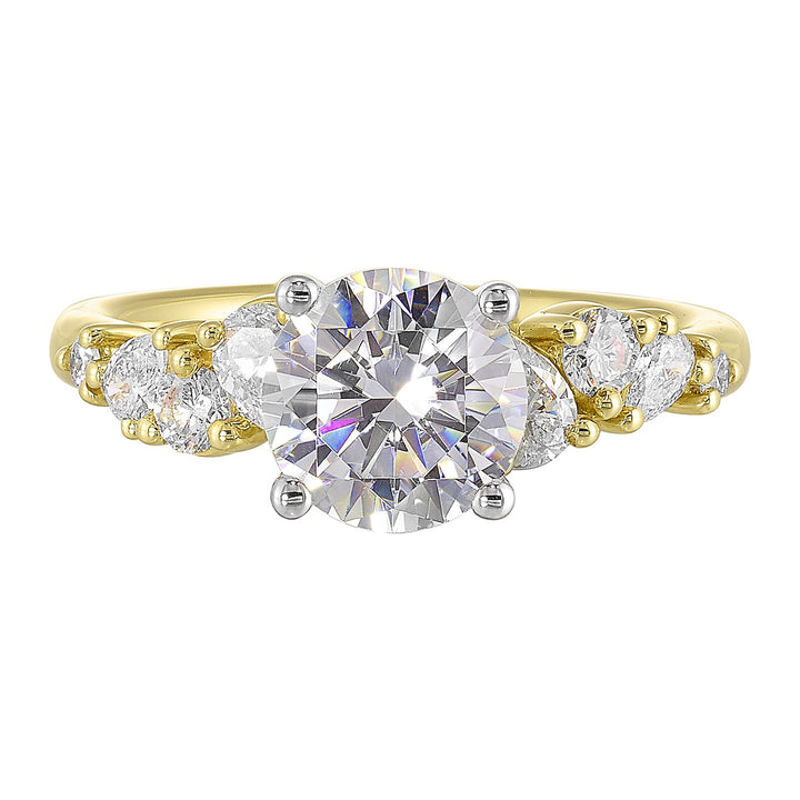 14Kt White Yellow Semi Mount 1/2Ctw For 3Ct Round Center