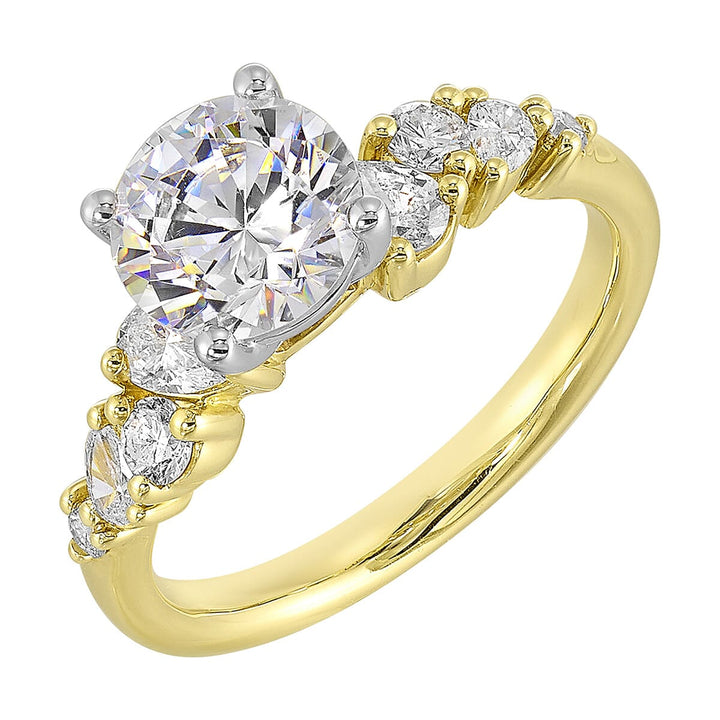 14Kt White Yellow Semi Mount 1/2Ctw For 3Ct Round Center