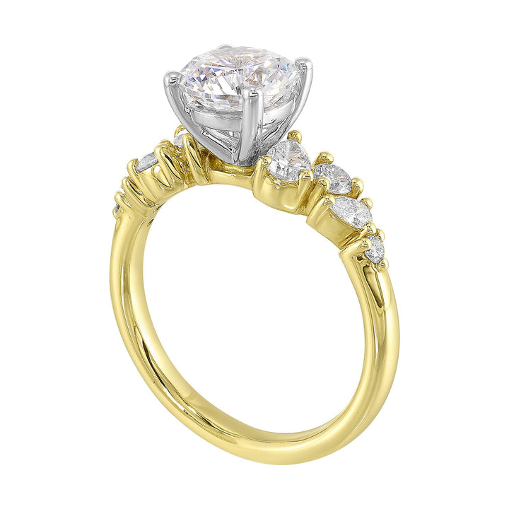 14Kt White Yellow Semi Mount 1/2Ctw For 3Ct Round Center