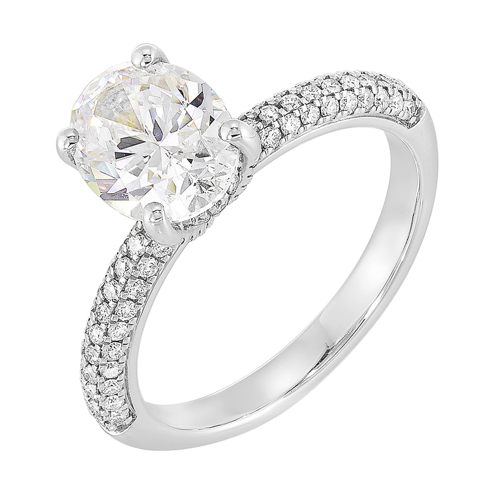 14Kt White Semi Mount 3/8Ctw For 2Ct Oval Center