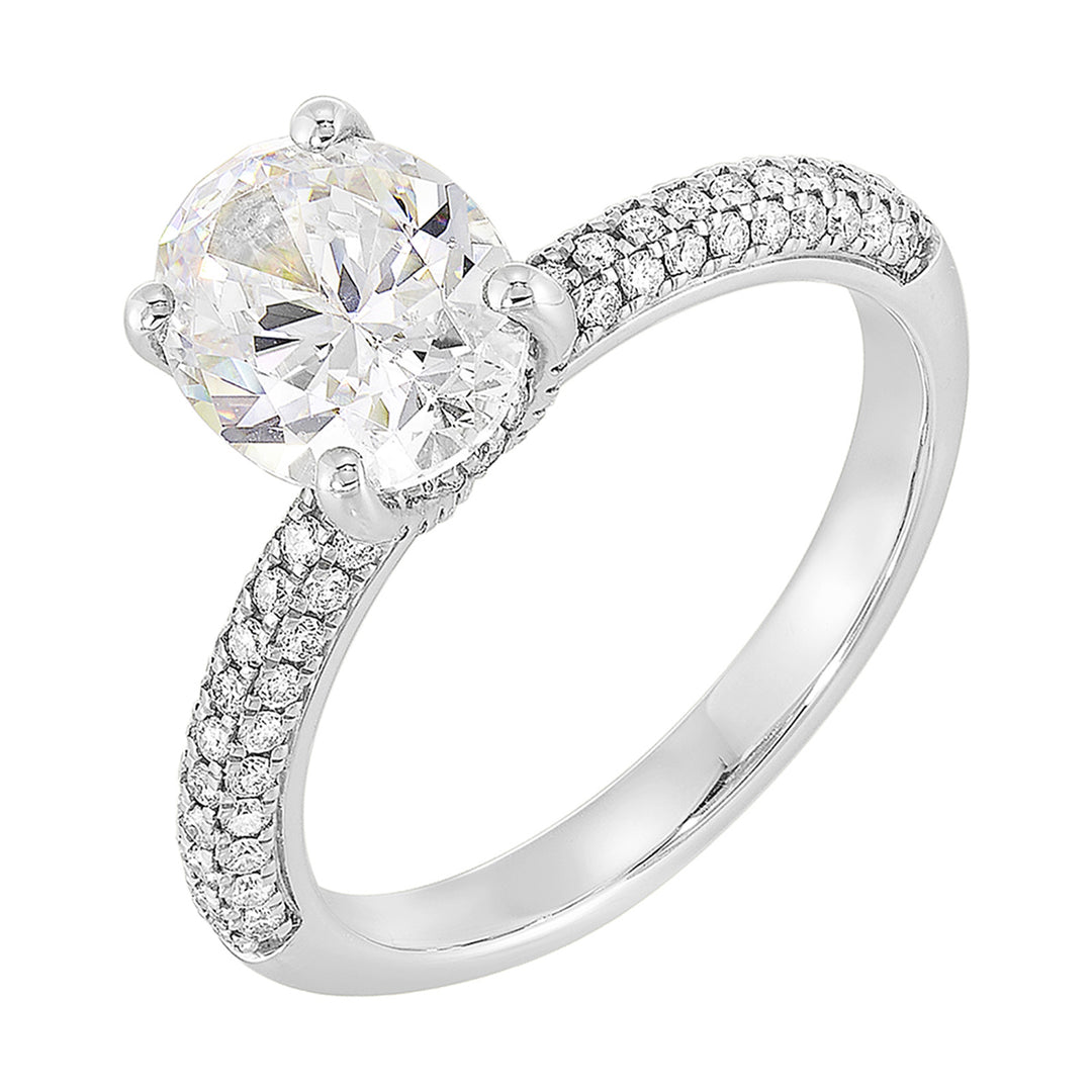 14Kt White Semi Mount 3/8Ctw For 2Ct Oval Center