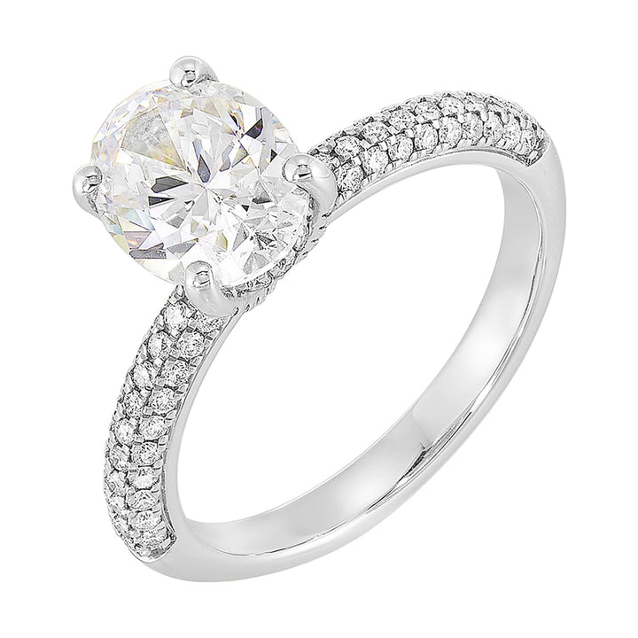 14Kt White Semi Mount 3/8Ctw For 2Ct Oval Center