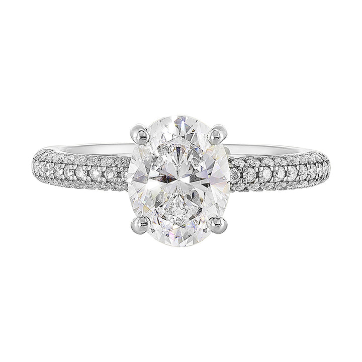 14Kt White Semi Mount 3/8Ctw For 2Ct Oval Center