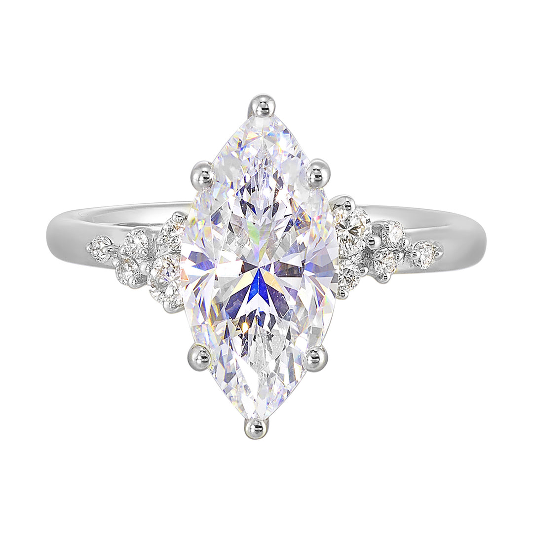 14Kt White Semi Mount 1/8Ctw For 1Ct Marquise Center