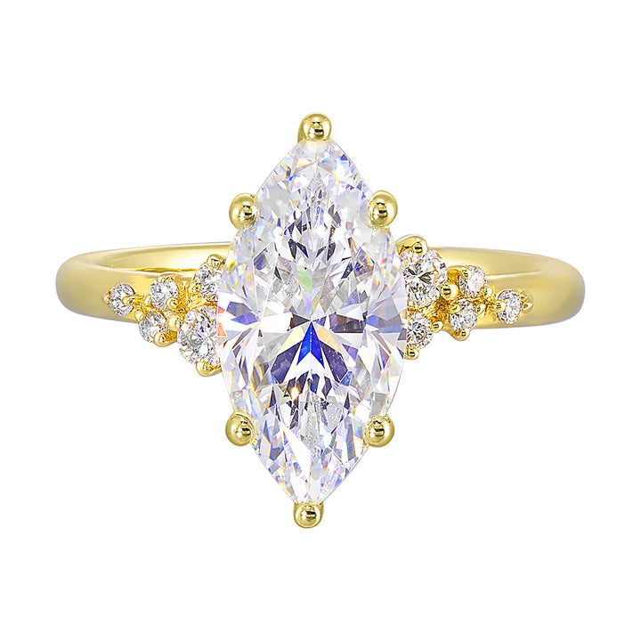 14Kt Yellow Semi Mount 1/8Ctw For 1Ct Marquise Center