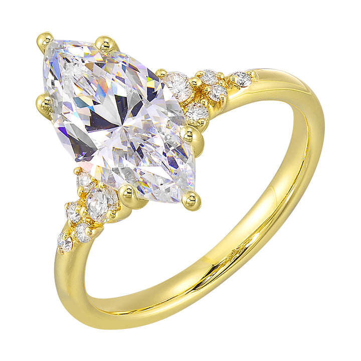 14Kt Yellow Semi Mount 1/8Ctw For 1Ct Marquise Center