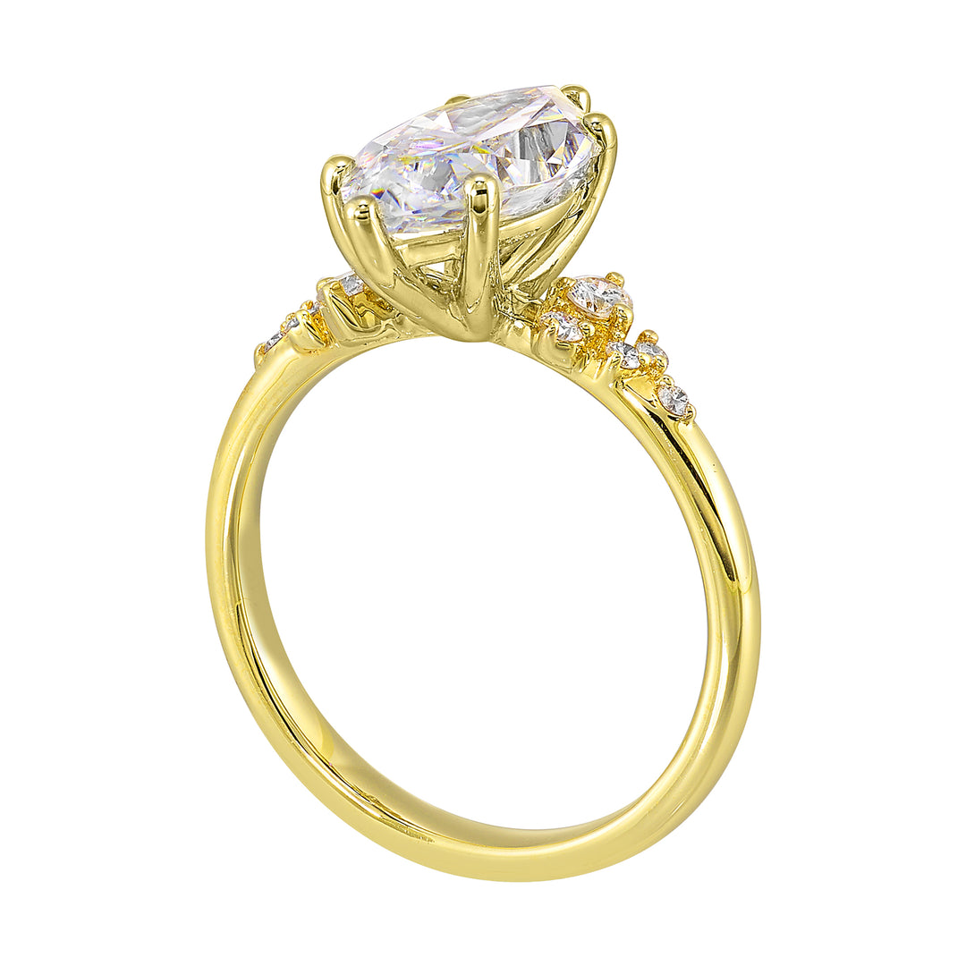 14Kt Yellow Semi Mount 1/6Ctw For 1 1/2Ct Marquise Center