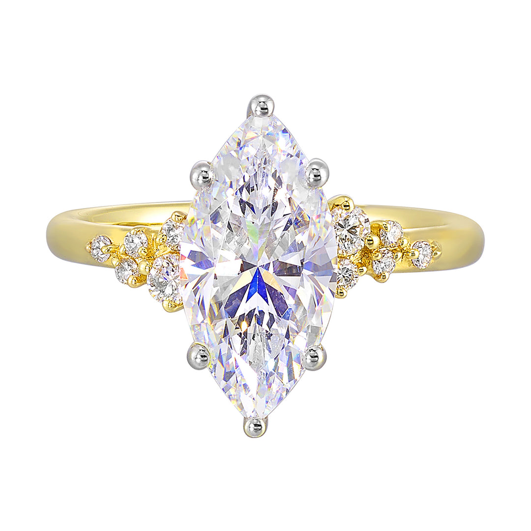 14Kt White Yellow Semi Mount 1/6Ctw For 1 1/2Ct Marquise Center
