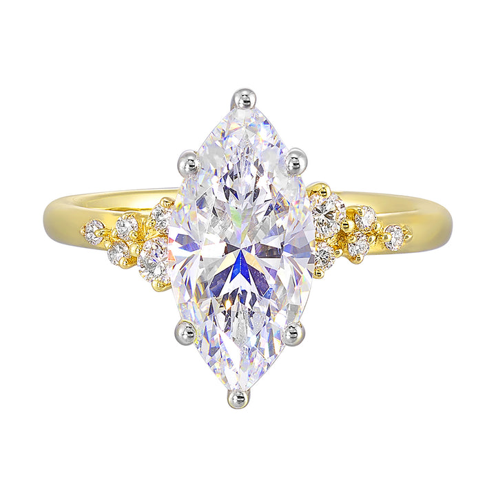 14Kt White Yellow Semi Mount 1/6Ctw For 1 1/2Ct Marquise Center