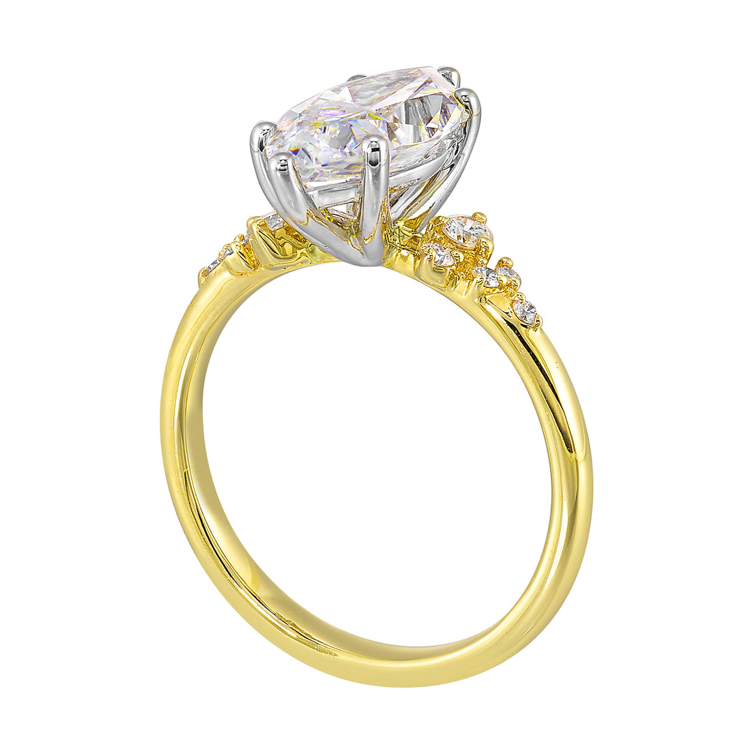 14Kt White Yellow Semi Mount 1/6Ctw For 1 1/2Ct Marquise Center