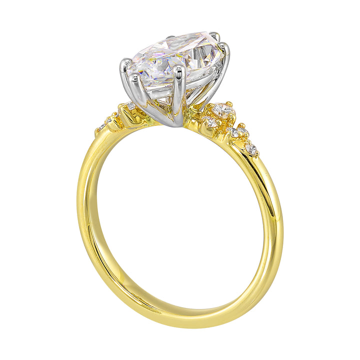 14Kt White Yellow Semi Mount 1/6Ctw For 1 1/2Ct Marquise Center
