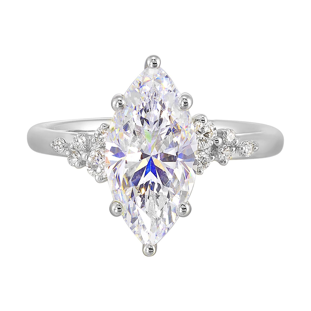 14Kt White Semi Mount 1/6Ctw For 2Ct Maquise Center