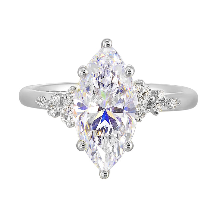 14Kt White Semi Mount 1/6Ctw For 2Ct Maquise Center