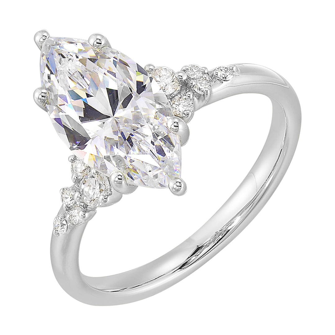 14Kt White Semi Mount 1/6Ctw For 2Ct Maquise Center
