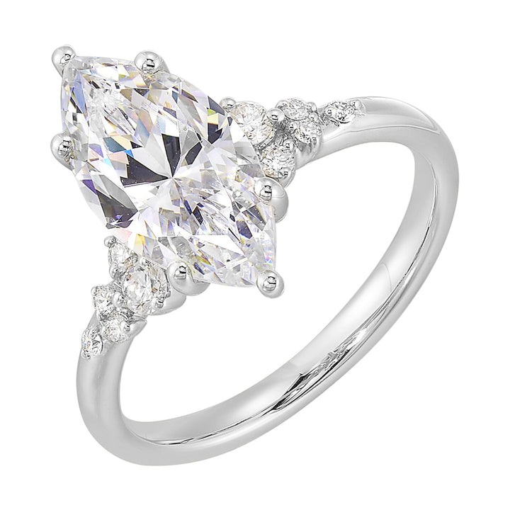 14Kt White Semi Mount 1/6Ctw For 2Ct Maquise Center
