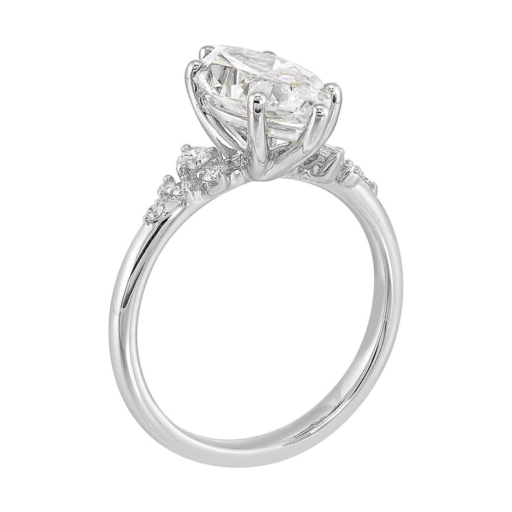 14Kt White Semi Mount 1/6Ctw For 2Ct Maquise Center