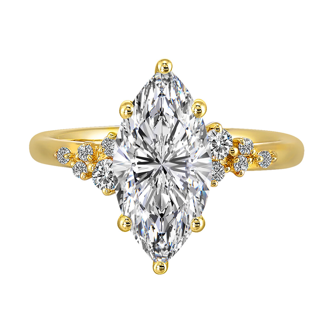 14Kt Yellow Semi Mount 1/6Ctw For 2Ct Maquise Center