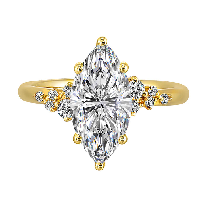 14Kt Yellow Semi Mount 1/6Ctw For 2Ct Maquise Center