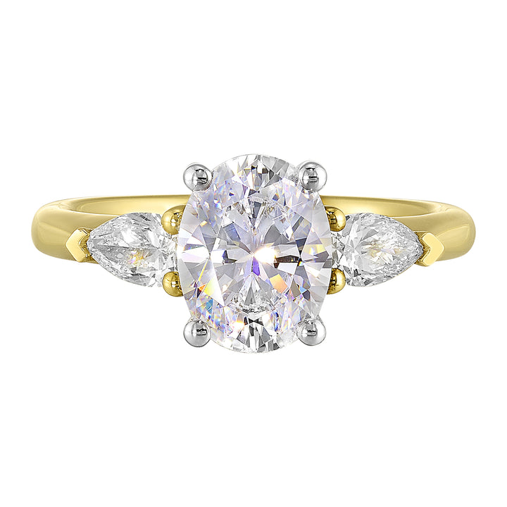 14Kt White Yellow Semi Mount 1/2Ctw For 2Ct Oval Center