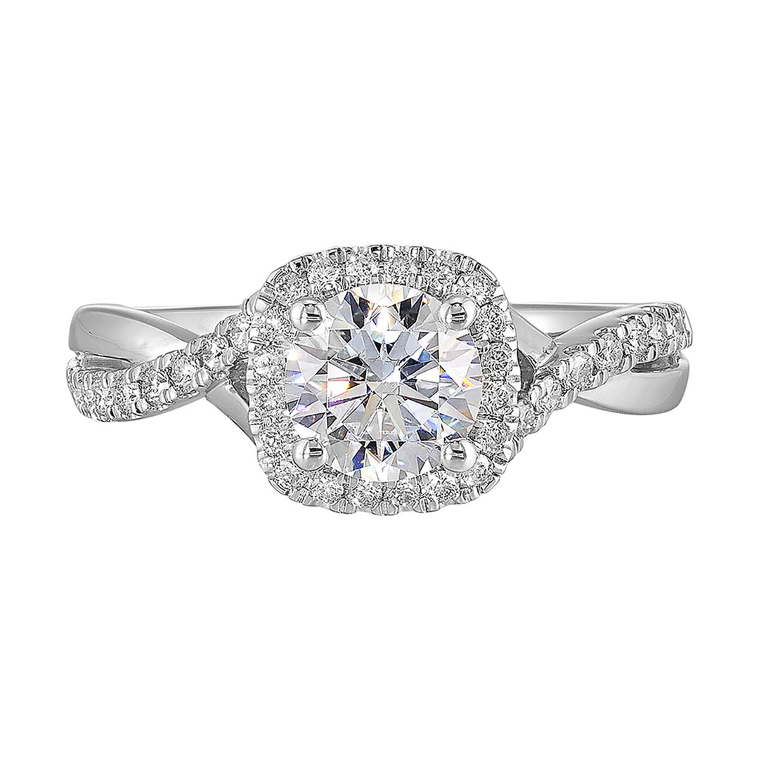 14Kt White Semi Mount 1/4Ctw For 1Ct Round Center