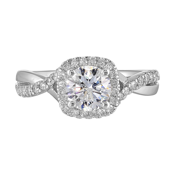 14Kt White Semi Mount 1/4Ctw For 1Ct Round Center