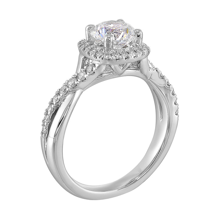 14Kt White Semi Mount 1/4Ctw For 1Ct Round Center