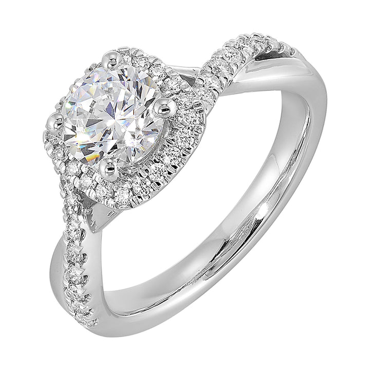 14Kt White Semi Mount 1/4Ctw For 1Ct Round Center