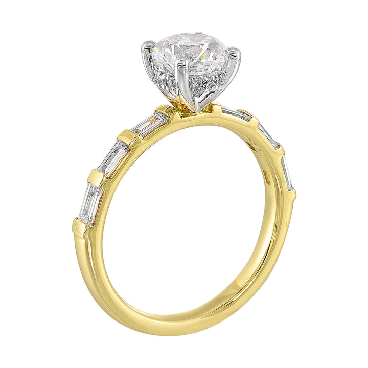 14Kt White Yellow Semi Mount 1/2Ctw For 1Ct Round Center
