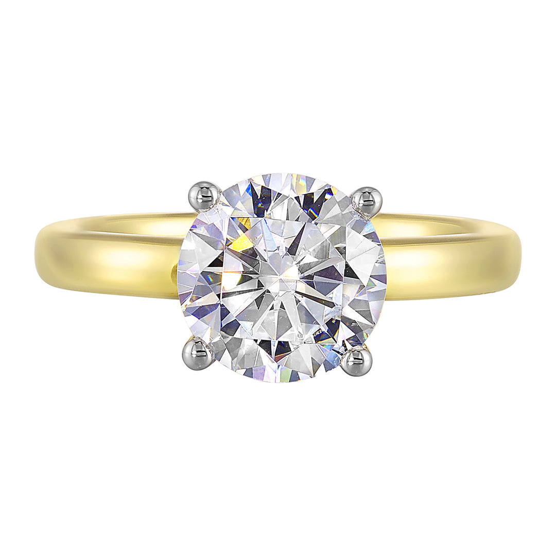 14Kt White Yellow Semi Mount For 2Ct Round Center
