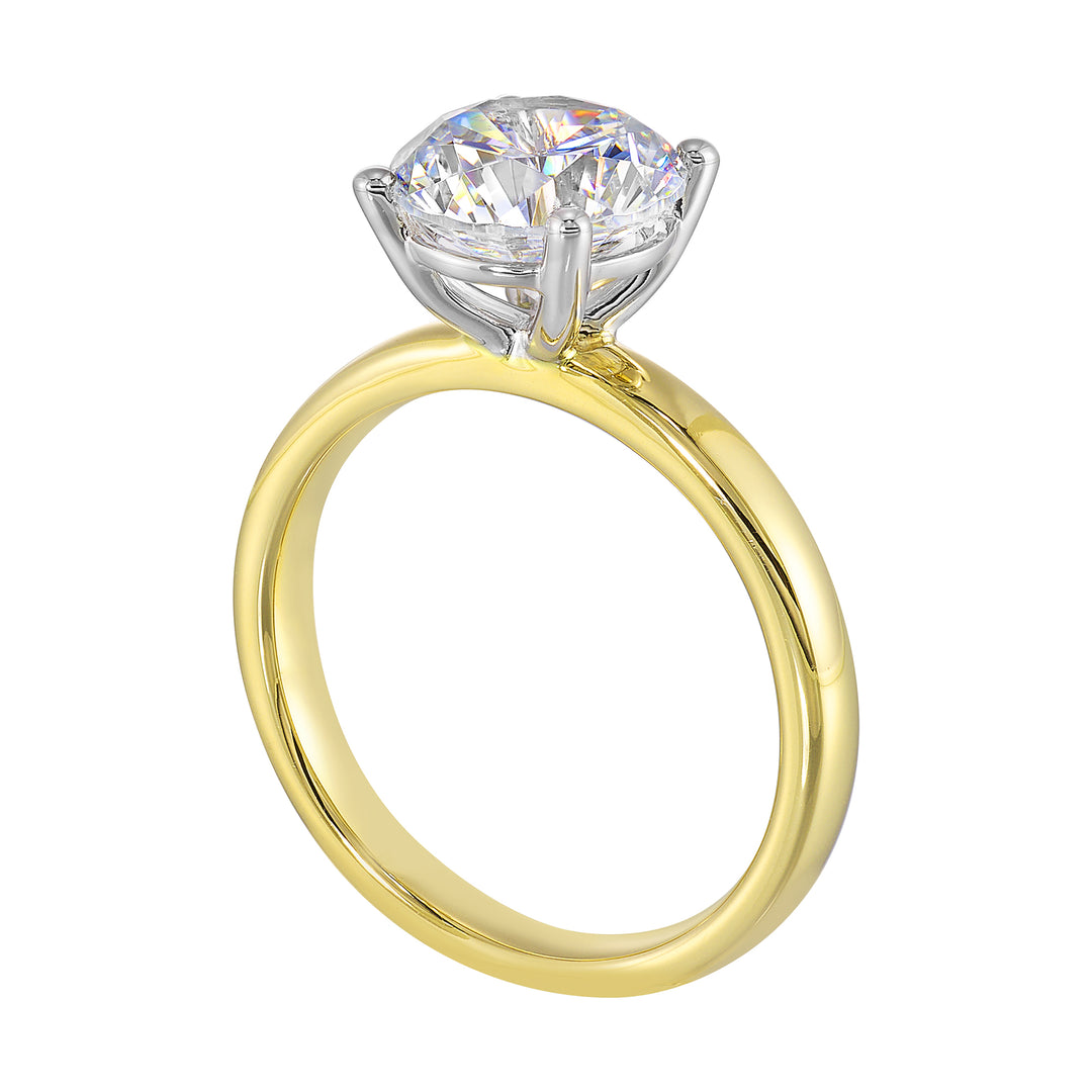14Kt White Yellow Semi Mount For 2Ct Round Center