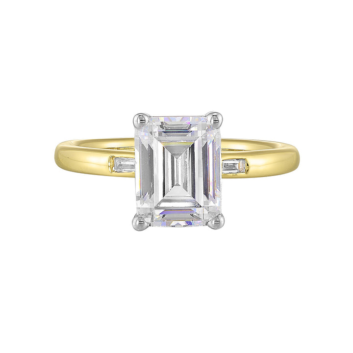 14Kt White Yellow Semi Mount 1/15Ctw For 2Ct Emeral Cut Center