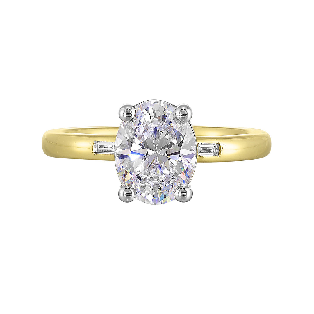 14Kt White Yellow Semi Mount 1/20Ctw For 2Ct Oval Center