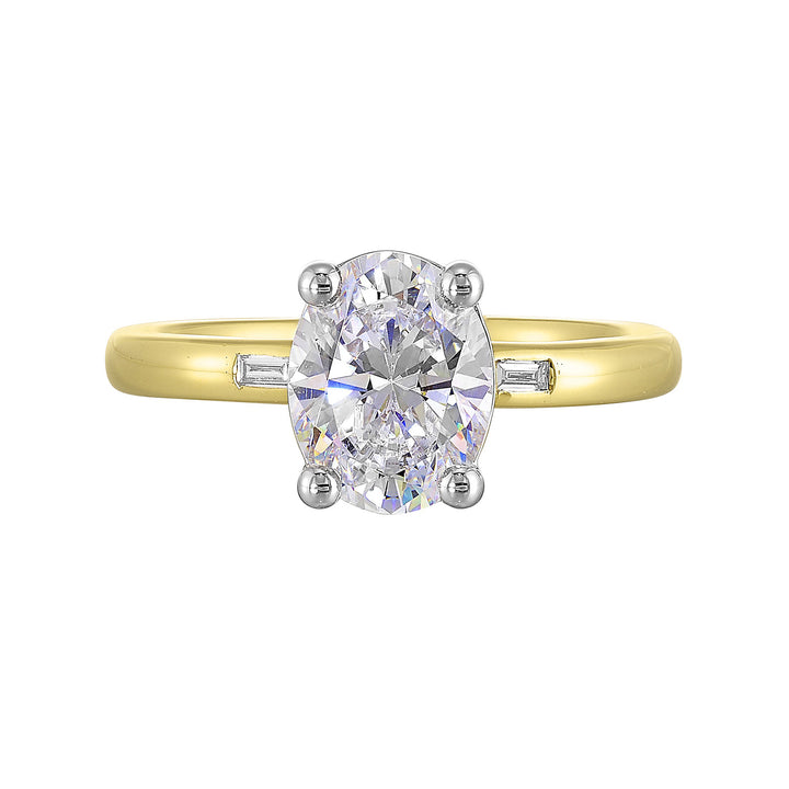 14Kt White Yellow Semi Mount 1/20Ctw For 2Ct Oval Center