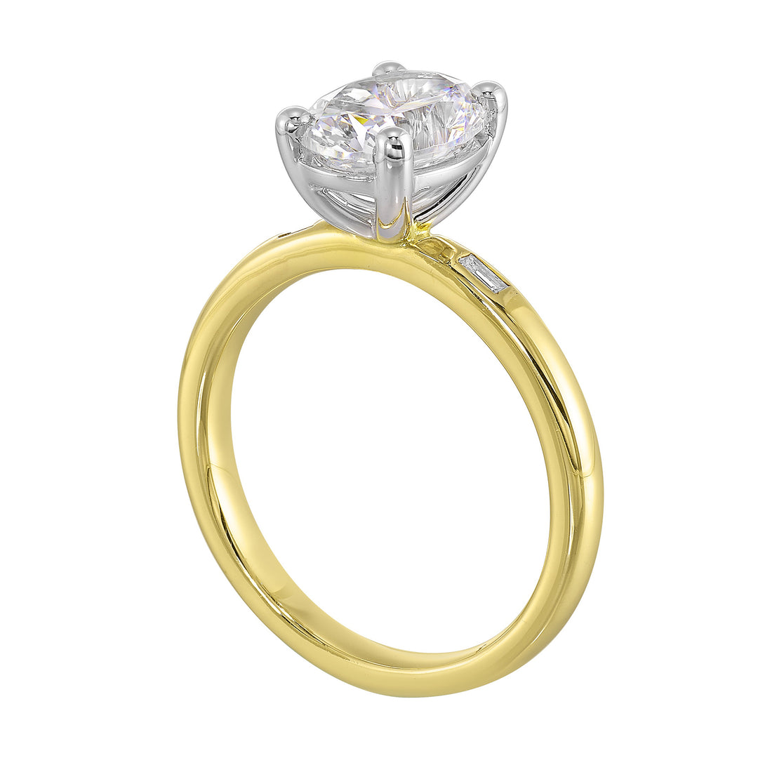 14Kt White Yellow Semi Mount 1/20Ctw For 2Ct Oval Center