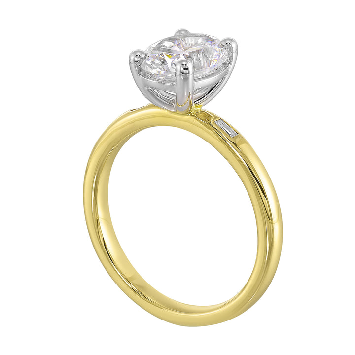 14Kt White Yellow Semi Mount 1/20Ctw For 2Ct Oval Center