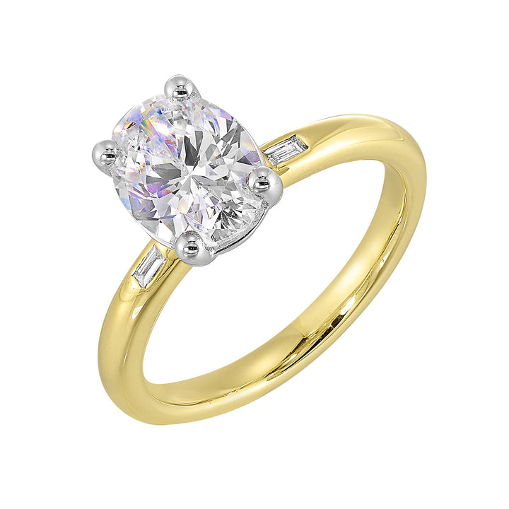 14Kt White Yellow Semi Mount 1/15Ctw For 2Ct Round Center