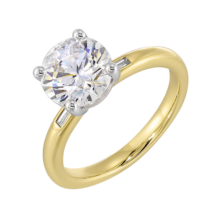 14Kt White Yellow Semi Mount 1/15Ctw For 2Ct Round Center