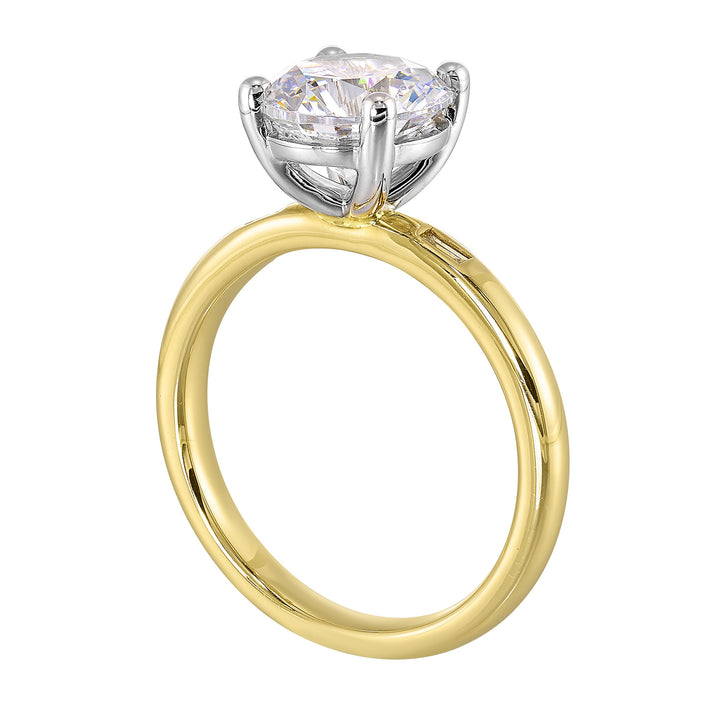 14Kt White Yellow Semi Mount 1/15Ctw For 2Ct Round Center
