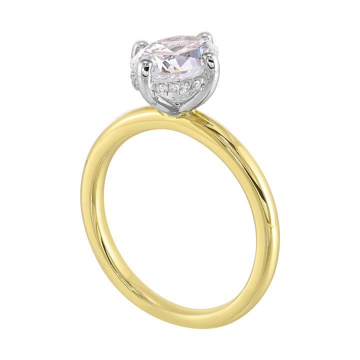 14Kt White Yellow Semi Mount 1/20Ctw For 2Ct Oval Center