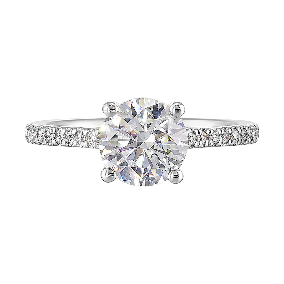 14Kt White Semi Mount 1/5Ctw For 1 1/2Ct Round Center