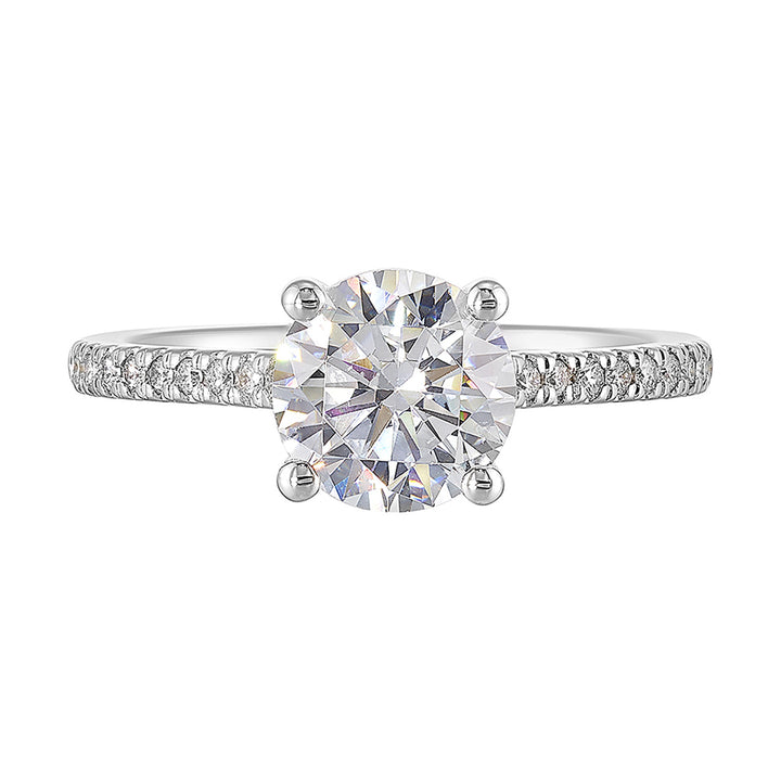 14Kt White Semi Mount 1/5Ctw For 1 1/2Ct Round Center