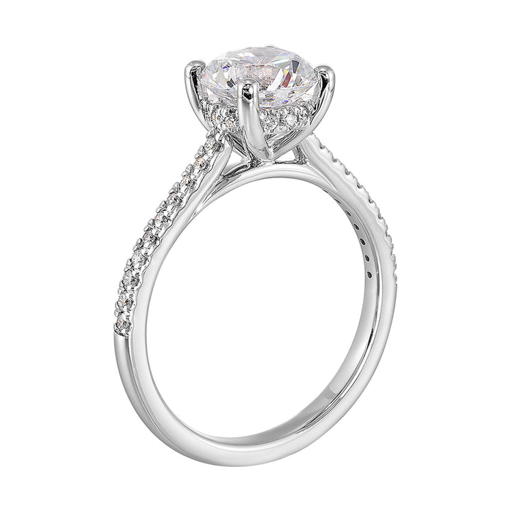 14Kt White Semi Mount 1/5Ctw For 1 1/2Ct Round Center
