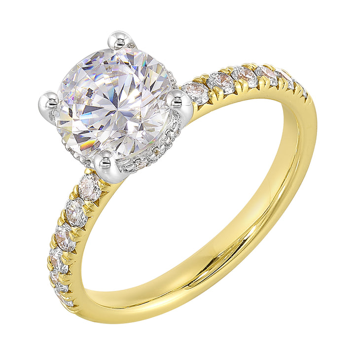 14Kt White Yellow Semi Mount 3/8Ctw For 1 1/2Ct Round Center