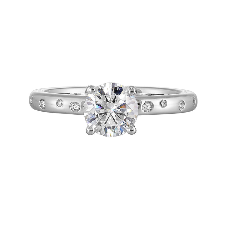 14Kt White Semi Mount 1/20Ctw For 1Ct Round Center