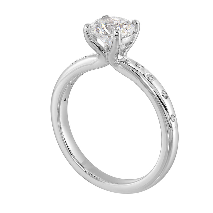 14Kt White Semi Mount 1/20Ctw For 1Ct Round Center