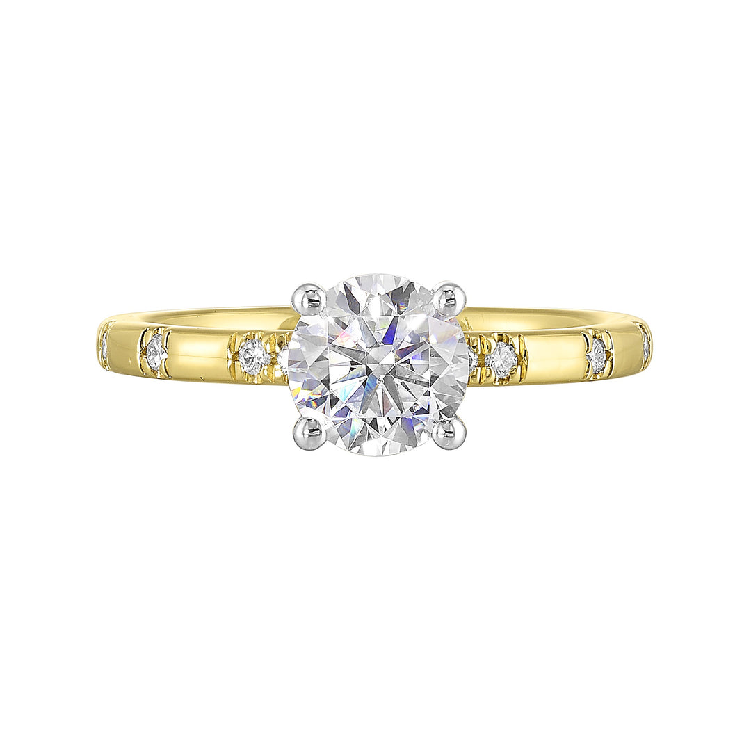 14Kt White Yellow Semi Mount 1/12Ctw For 1Ct Round Center