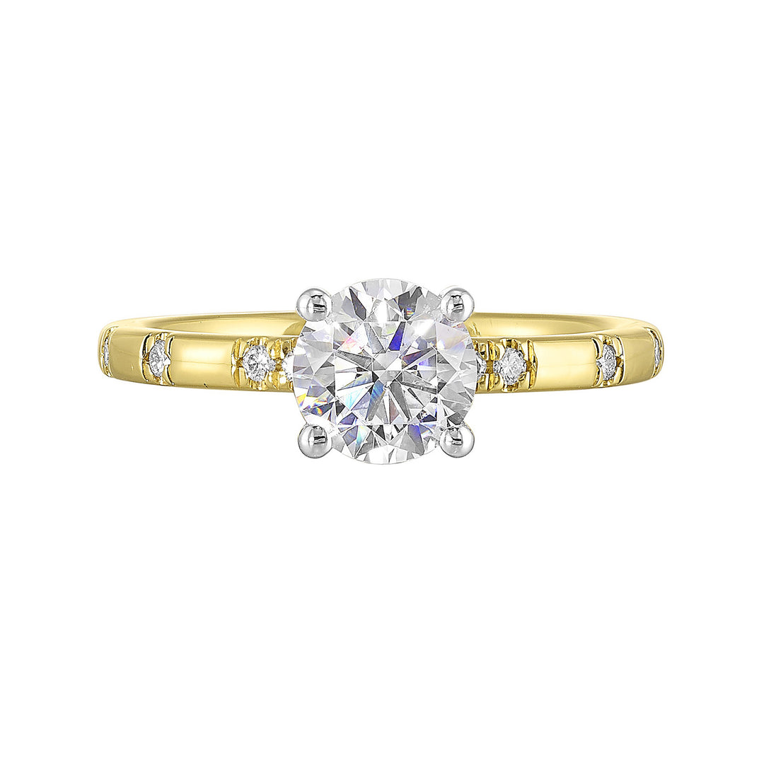 14Kt White Yellow Semi Mount 1/12Ctw For 1Ct Round Center